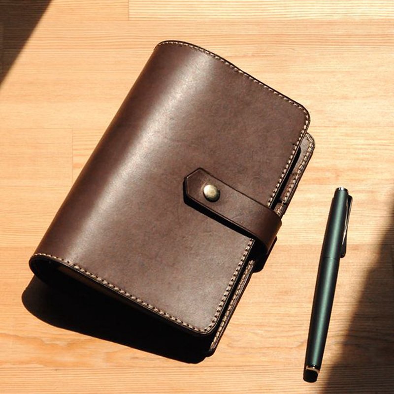 Handbooks | Handmade Leather Goods | Customized Gifts | Vegetable Tanned Leather-A6/A7 Leather Six-hole Notepad - Notebooks & Journals - Genuine Leather Brown