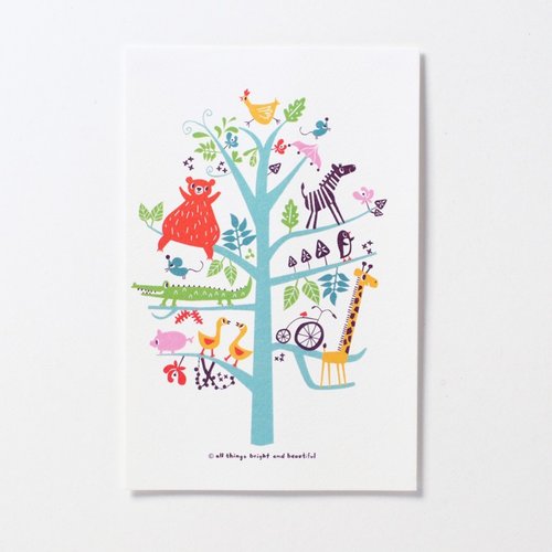 animal tree postcard tree postcard