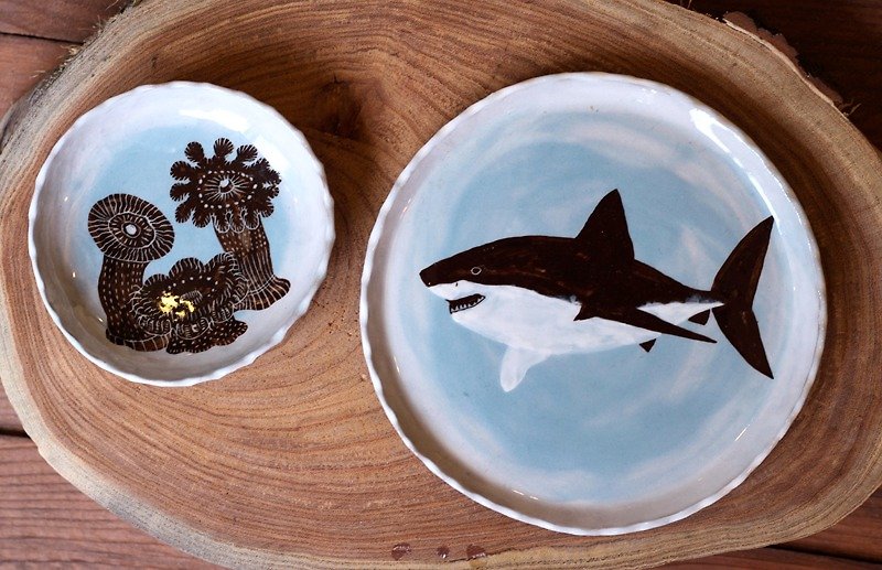 Shark ☆ plate - จานเล็ก - วัสดุอื่นๆ สีน้ำเงิน