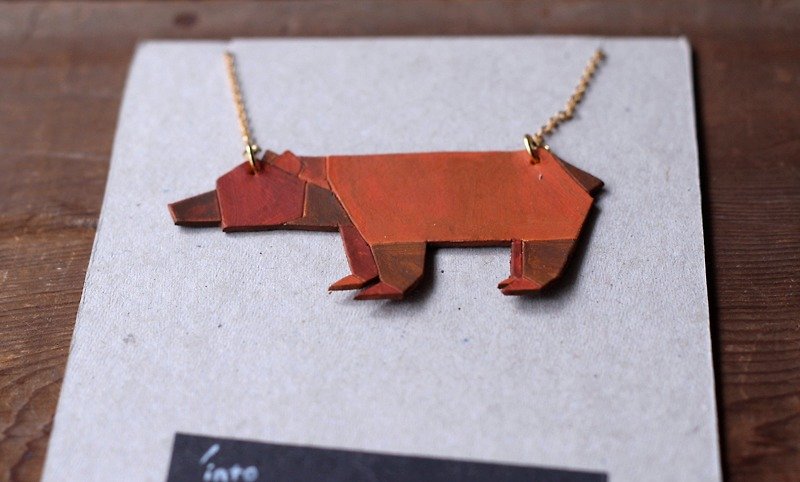 2D forest friends ☼ leather necklace - Necklaces - Genuine Leather Orange