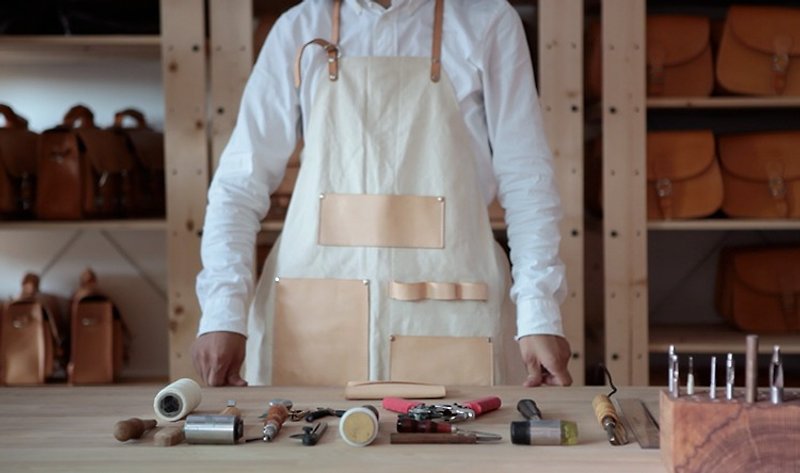 joydivision vintage produced retro apron handmade craftsman filson danner tooling fabric color - ผ้ากันเปื้อน - หนังแท้ ขาว