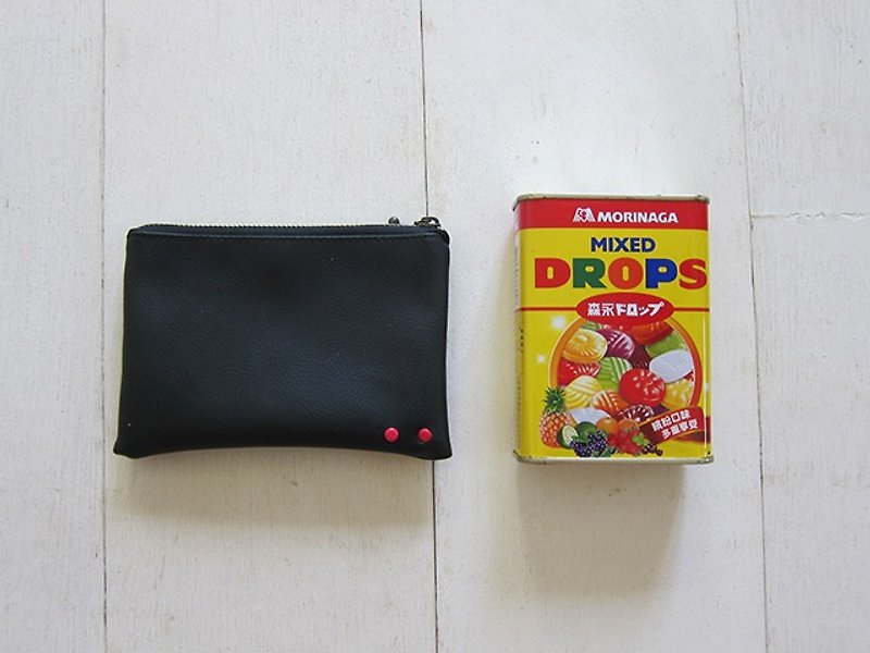 Rock small purse (small cosmetic bag) - metal zippers - กระเป๋าใส่เหรียญ - หนังแท้ หลากหลายสี