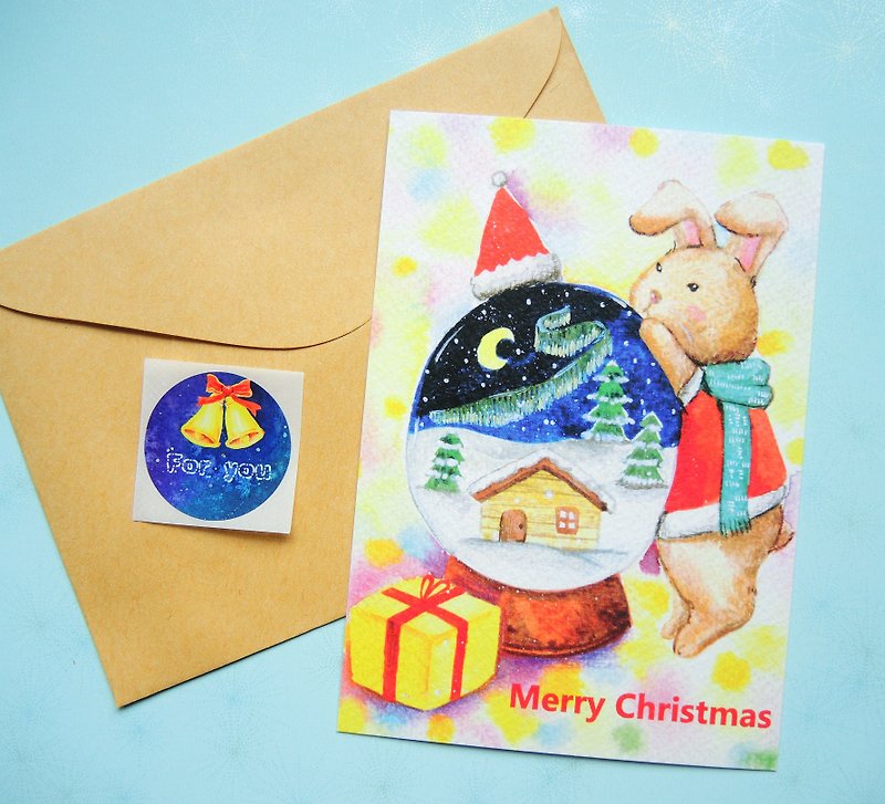 Christmas card-rabbit - การ์ด/โปสการ์ด - กระดาษ 