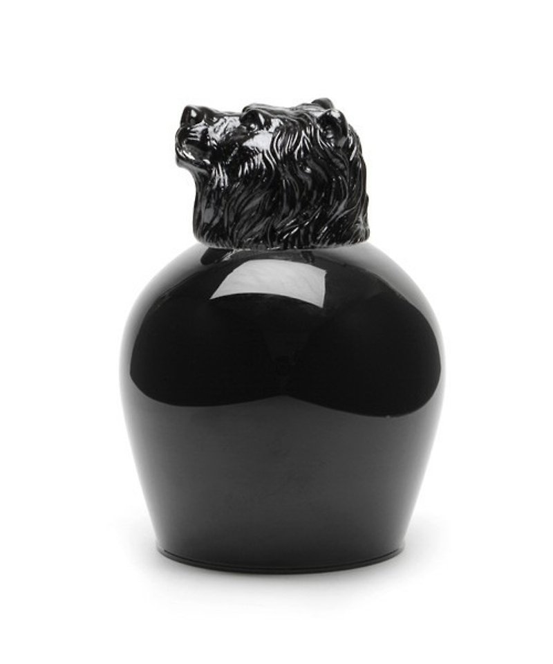 Japanese goody grams animal wine glass animal shape wine glass lion lion - Teapots & Teacups - Glass Black