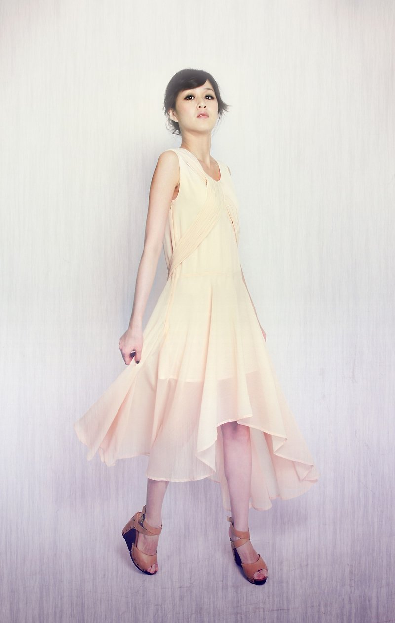 Marais長版雪紡百摺洋裝 - 洋裝/連身裙 - 其他材質 粉紅色