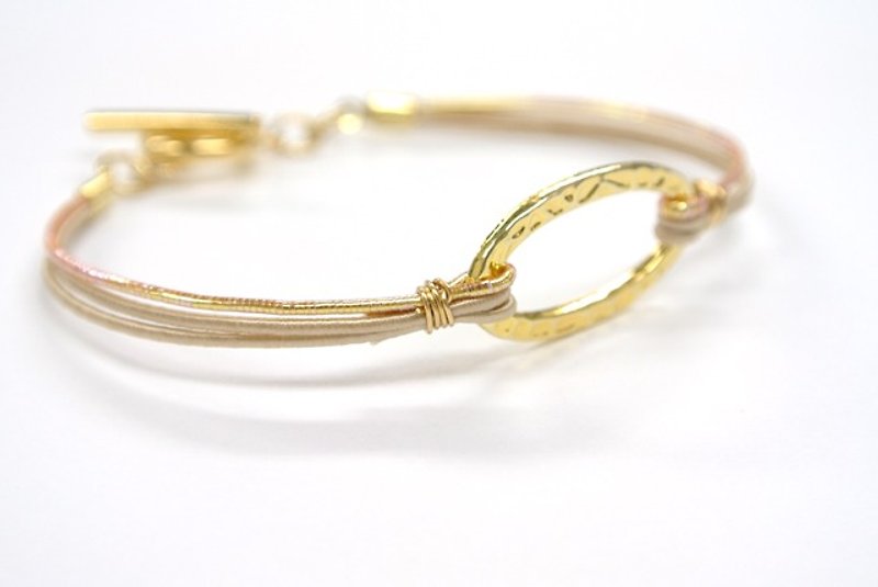 Mizuhiki cord bracelet (beige × Gold) - Bracelets - Paper Brown