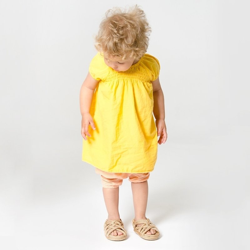 【北歐童裝】瑞典有機棉嬰幼兒女孩洋裝新生兒至3歲 黃色 - 男/女童禮服 - 棉．麻 黃色