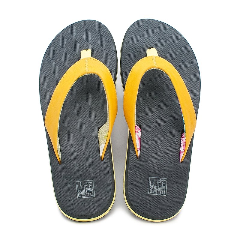 Thick shoe yellow flip flops / no pain in the feet / comfortable elastic platform / female*gift mystery gift*/ rainy beach travel summer - รองเท้าลำลองผู้หญิง - ยาง สีส้ม