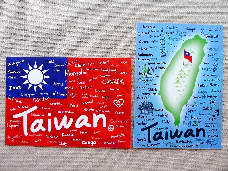 Flag graffiti A+Taiwan graffiti B postcard set (two entries) - การ์ด/โปสการ์ด - กระดาษ สีแดง