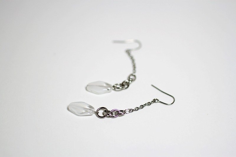 Diamond earrings white mints stainless steel modeling - Earrings & Clip-ons - Other Materials White