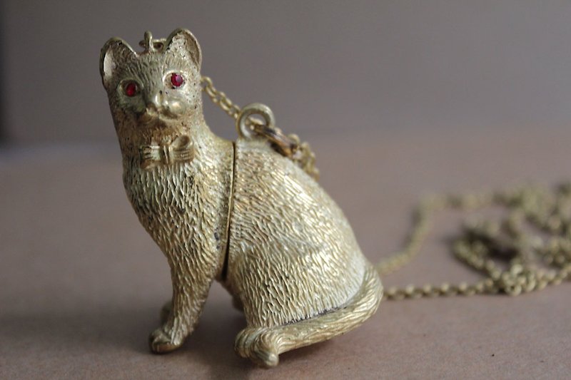 讓貓咪幫你說出心裡話黃銅項鍊 - 項鍊 - 其他材質 