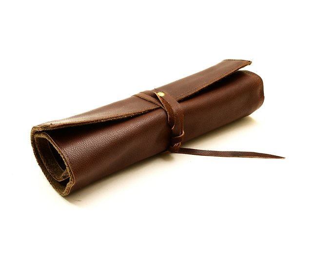 Sushi] cowhide pencil case leather pencil case tool bag pen custom  lettering as a gift - Shop handboycc Pencil Cases - Pinkoi