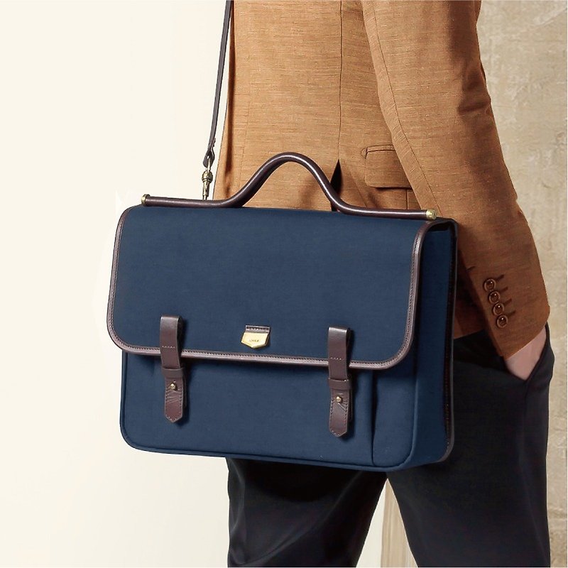 [ADOLE] Arc de Triomphe Inclined Side Back Bag - Navy Blue (13 pens available) - Handbags & Totes - Other Materials Blue