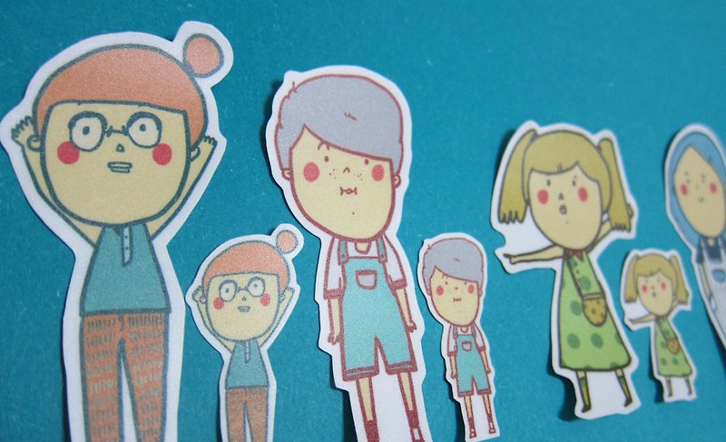 Little people / single large sticker / Magai's sticker - Stickers - Paper Multicolor