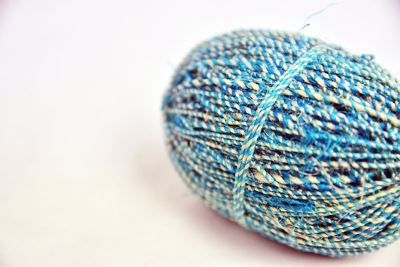 手捻麻線-雙色 自然色/土耳其藍-公平貿易 - 編織/刺繡/羊毛氈/縫紉 - 植物．花 藍色