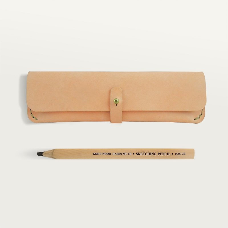 Buckle pencil case-original leather color - กล่องดินสอ/ถุงดินสอ - หนังแท้ สีส้ม