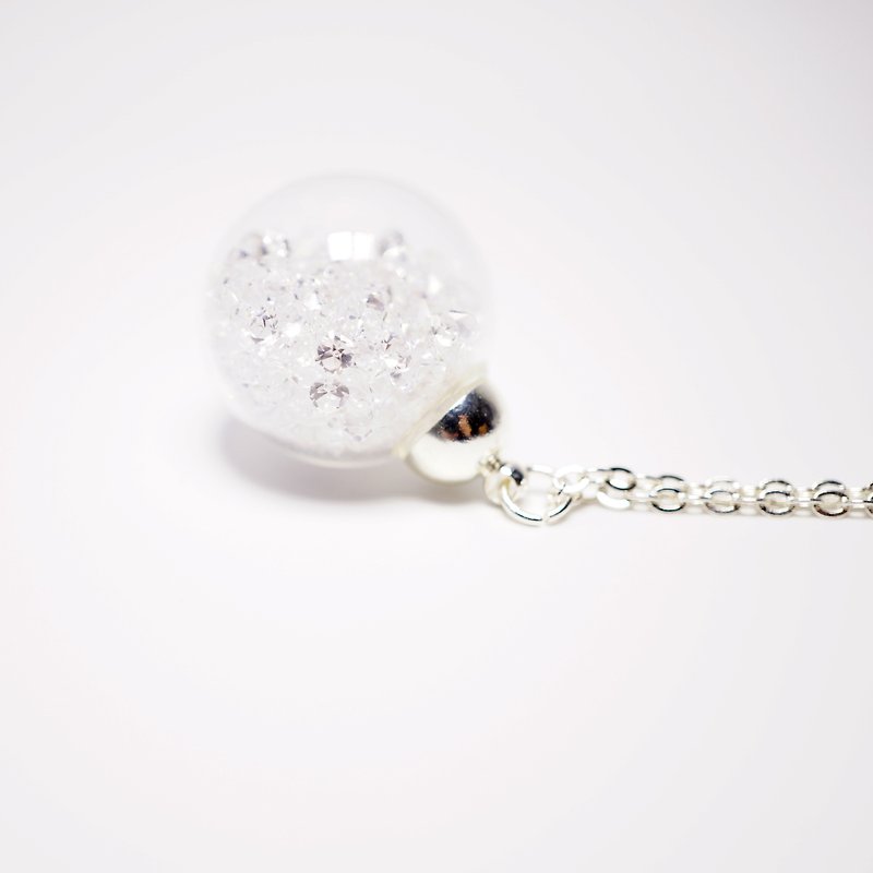 A Handmade White Crystal Glass Ball Necklace