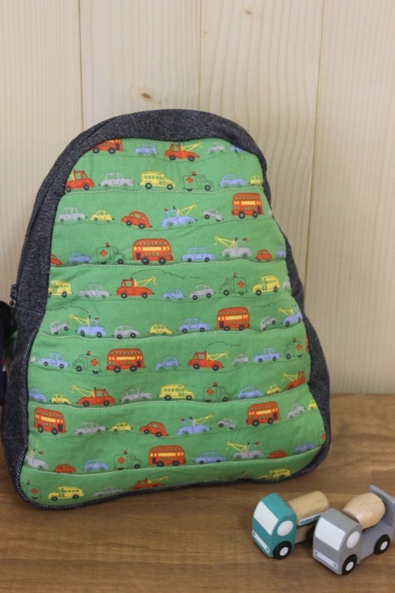 Oleta Life Grocery Store╭＊[My Toast Bread-Many Car Green Models] Children's backpack limited edition - กระเป๋าคุณแม่ - วัสดุอื่นๆ สีเขียว