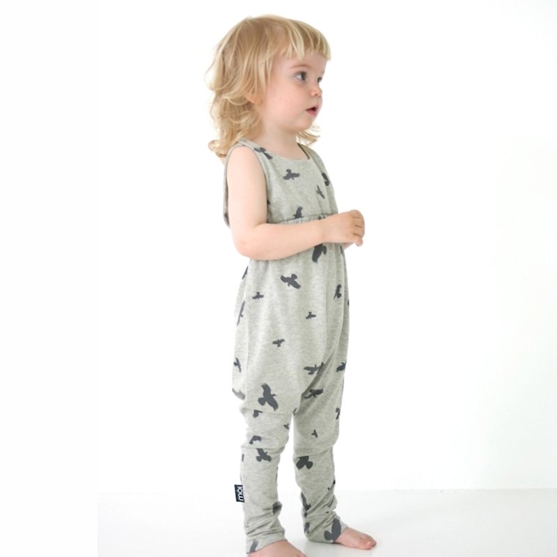 Mói Kids 冰島有機棉童裝連身褲2歲至8歲 灰色 - 童裝褲 - 棉．麻 灰色
