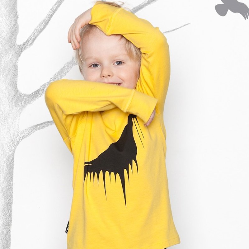 [Nordic children's clothing] Iceland organic cotton long-sleeved shirt 5 to 6 years old - เสื้อยืด - ผ้าฝ้าย/ผ้าลินิน สีเหลือง