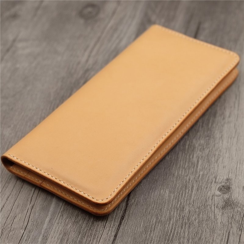 Handmade vegetable tanned leather wallet - กระเป๋าสตางค์ - หนังแท้ สีทอง