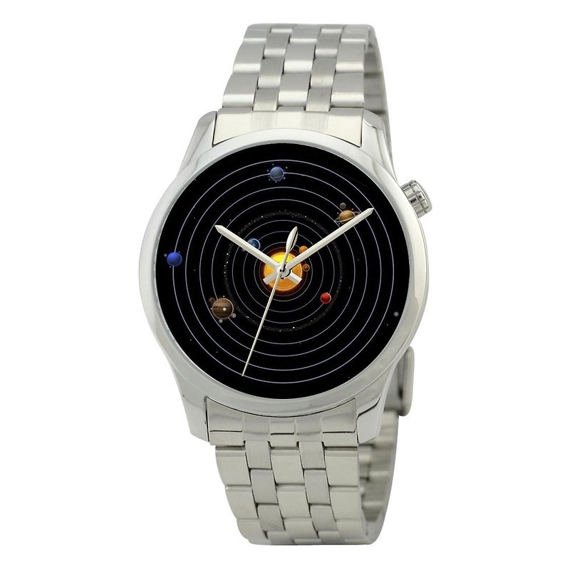 太陽系手錶(黑色)配鋼帶 - 女裝錶 - 其他金屬 黑色