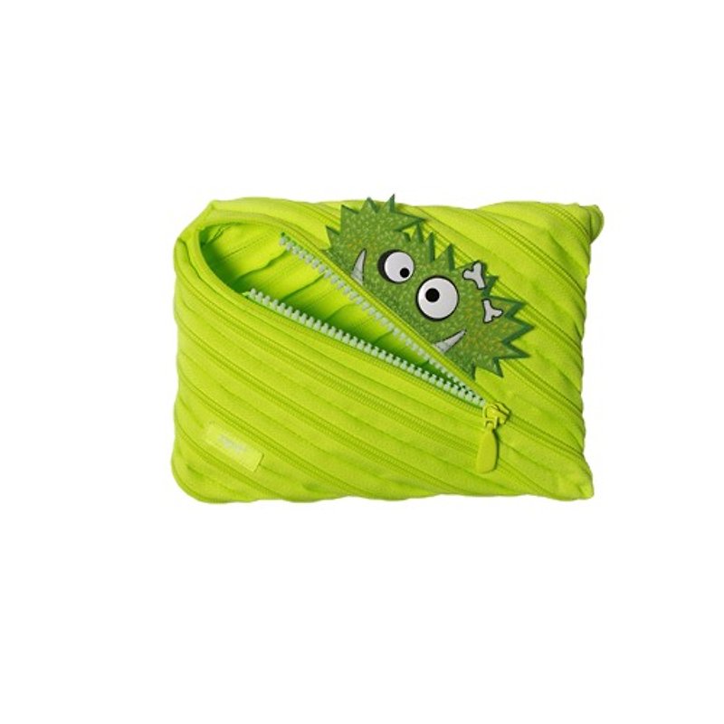 (50% OFF)–Zipit Talking Monster Zipper Bag-(Large) Neon Green - กระเป๋าเครื่องสำอาง - วัสดุอื่นๆ สีเขียว