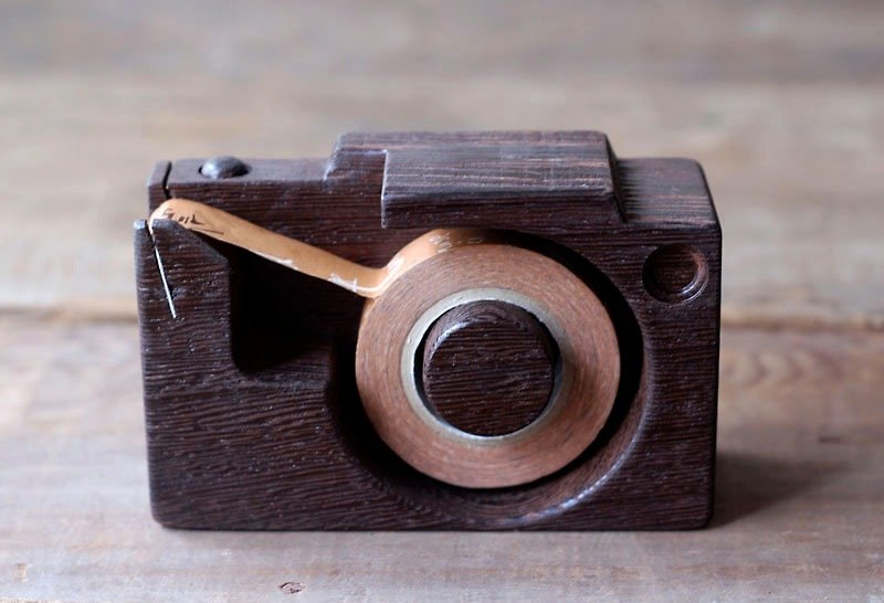 手工木製微型相機▣  膠台 - 紙膠帶 - 木頭 咖啡色