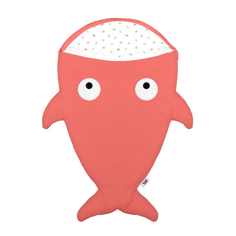 BabyBites鯊魚咬一口 純棉嬰幼兒多功能睡袋-紅珊瑚 - 彌月禮盒 - 棉．麻 紅色