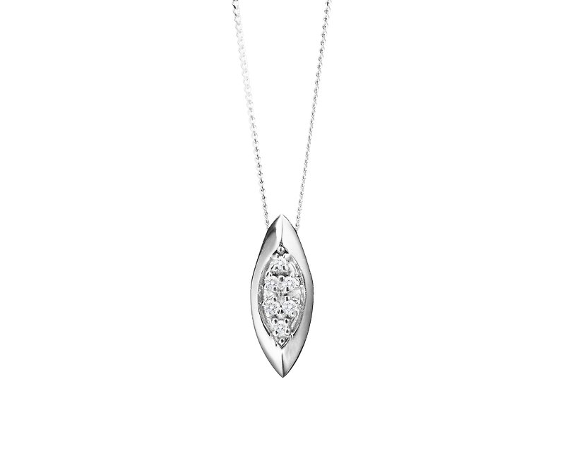 Small Diamond Necklace, Simple Diamond Necklace, Peapod Diamond Choker Necklace - Collar Necklaces - Diamond Silver