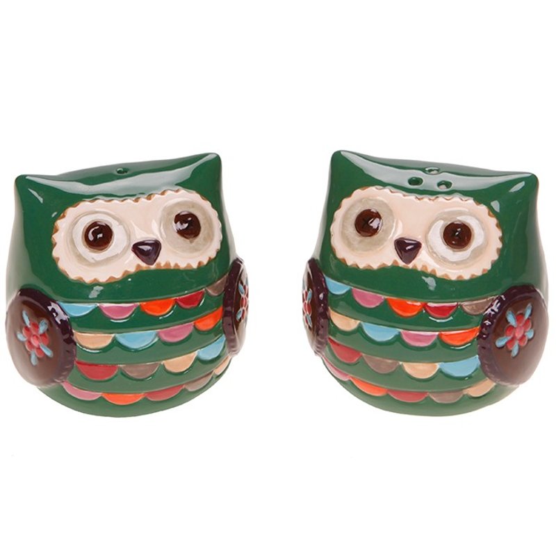 SUSS- British star chef in the shape of an owl my house seasoning with salt and pepper pot group (Green 2 in) --- Spot Free transport - ขวดใส่เครื่องปรุง - วัสดุอื่นๆ สีเขียว