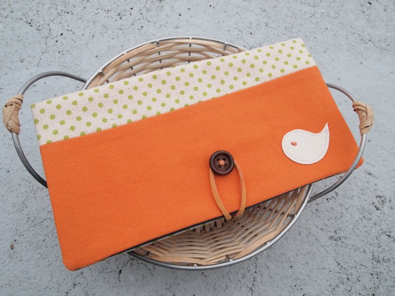 Bright orange Bluebird passbook bag / wallet long clip - Wallets - Other Materials Orange