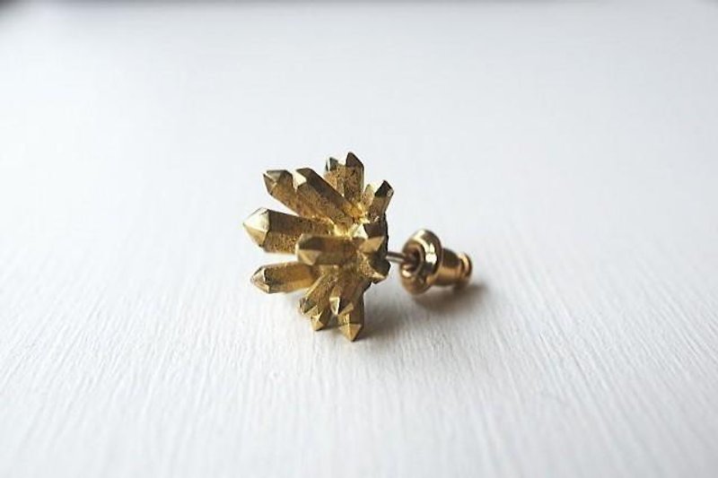 (Radial) crystal crystal design earrings brass (single ear earring) - Earrings & Clip-ons - Other Metals Gold
