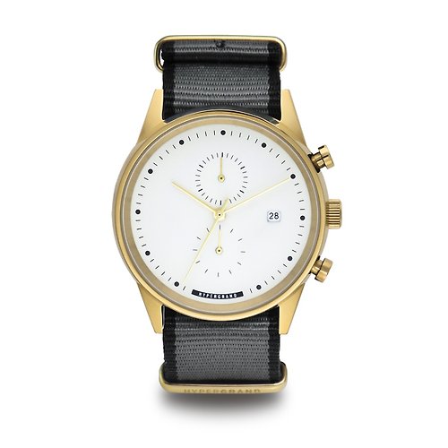 HYPERGRAND HYPERGRAND - Maverick Chrono 冷鋼計時系列 - 金白錶盤灰斜紋 手錶
