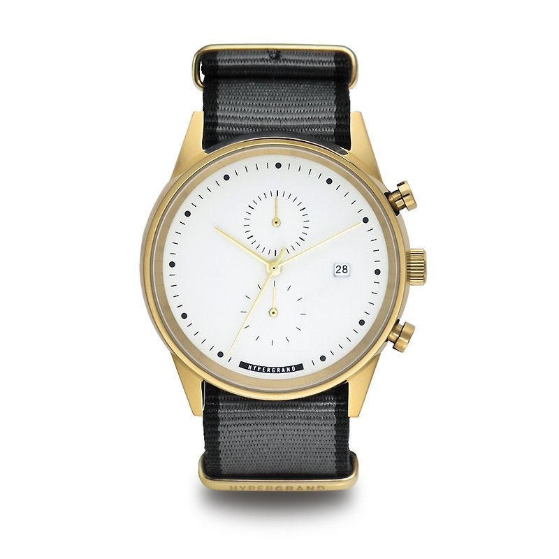 HYPERGRAND - Maverick Chrono 冷鋼計時系列 - 金白錶盤灰斜紋 手錶 - 女錶 - 紙 灰色