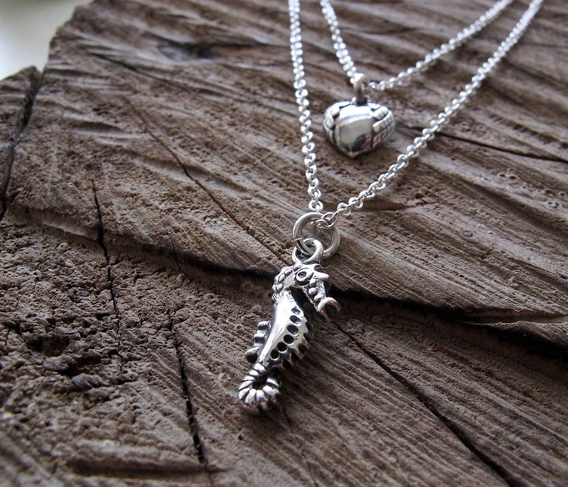 Sterling Silver duplexes - love hippocampus silver chain - Necklaces - Other Metals White