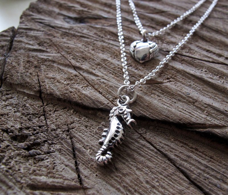 Sterling Silver duplexes - love hippocampus silver chain - สร้อยคอ - โลหะ ขาว