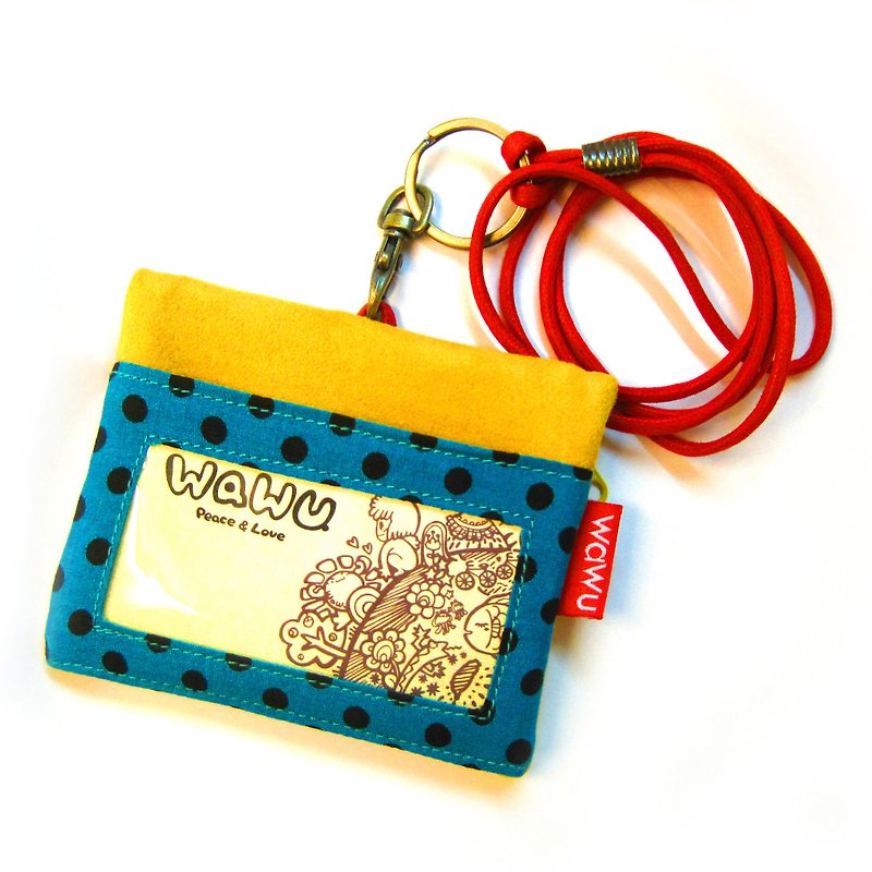 ID Holder Keychain Wallet (yellow)/ Gold Wallet / Mini Wallet - ที่ใส่บัตรคล้องคอ - ผ้าฝ้าย/ผ้าลินิน สีเหลือง