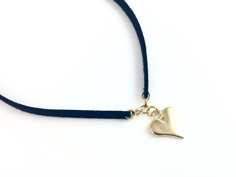 "Golden Heart Hanging Chain Necklace" - Necklaces - Genuine Leather 