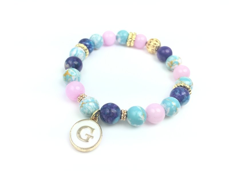 "Rendering x alloy purplish blue letters Charm Beads" - สร้อยข้อมือ - วัสดุอื่นๆ หลากหลายสี