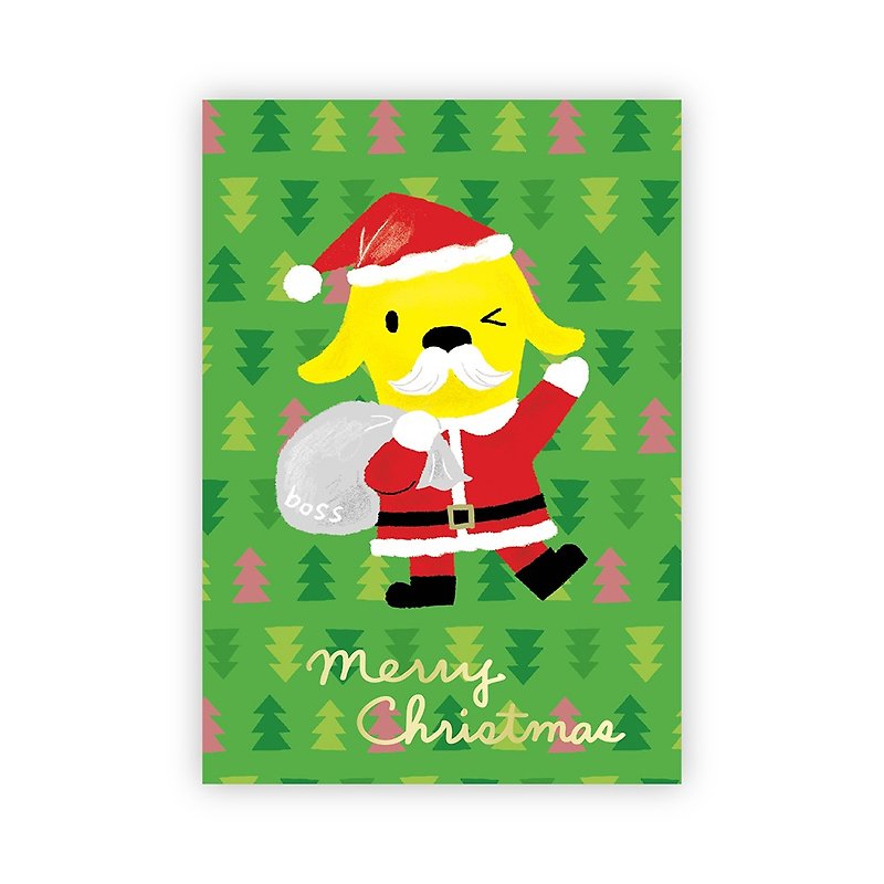 Illustrator Postcard: Christmas limited bronzing series dog shop manager - การ์ด/โปสการ์ด - กระดาษ สีเขียว