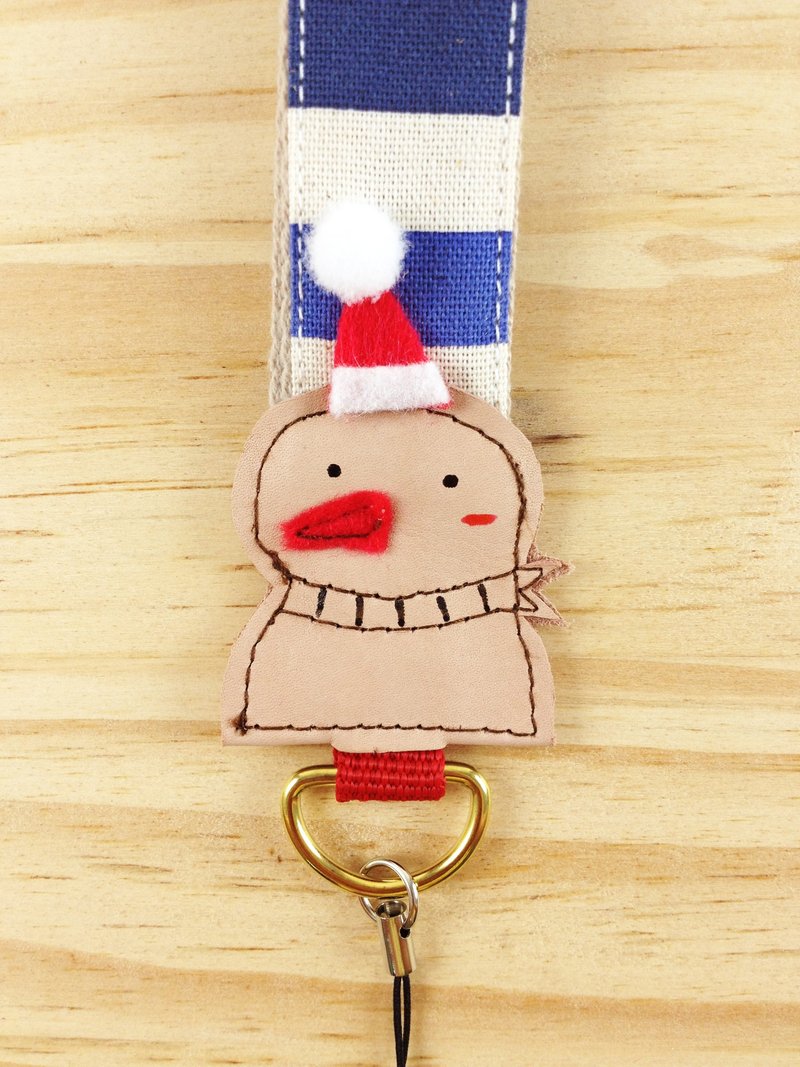 手作り単眼クラス単眼カメラ、携帯電話のリストストラップ。手首のロープ---雪だるまのクリスマスプレゼント交換 - キーホルダー・キーケース - その他の素材 ブルー