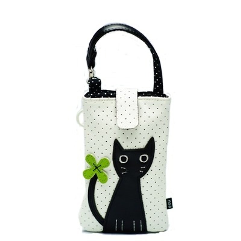 Noafamily, Noah Big Eye Cat and Flower Phone Bag_CR (J443-CR) - Phone Cases - Genuine Leather White