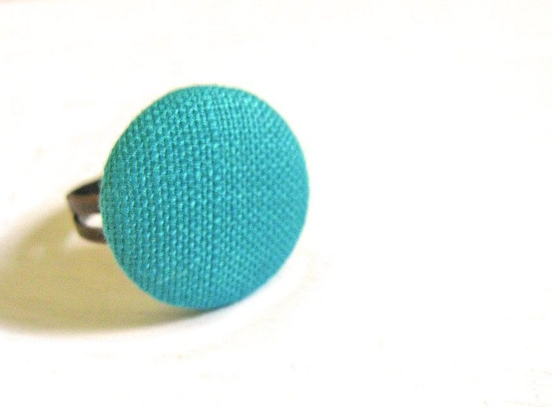 Ring hand-made cloth buttons blue lake - แหวนทั่วไป - วัสดุอื่นๆ 