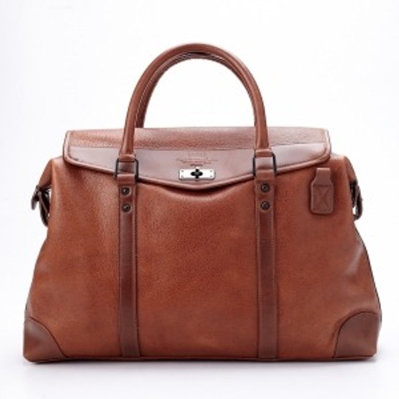 [McVing] The Walker brown melon grain leather double handles bag in Boston - Handbags & Totes - Genuine Leather Brown