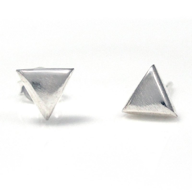 Sterling Silver Earrings Simple Triangle 925 Sterling Silver Triangle Earrings Fog Finishing - 64DESIGN Silverware - Earrings & Clip-ons - Sterling Silver Silver