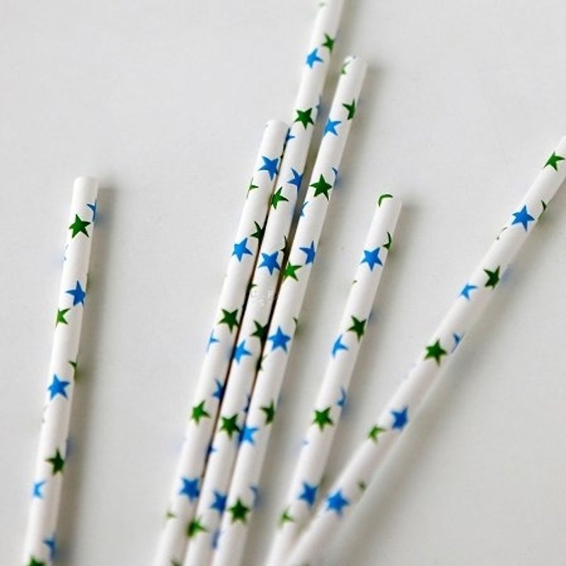 Dailylike Happy holidays party paper straws (10pcs) -14 blue-green star, E2D85376 - อื่นๆ - กระดาษ หลากหลายสี