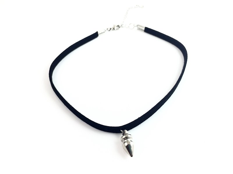 "Ding Mao silver necklace" - Necklaces - Genuine Leather Black