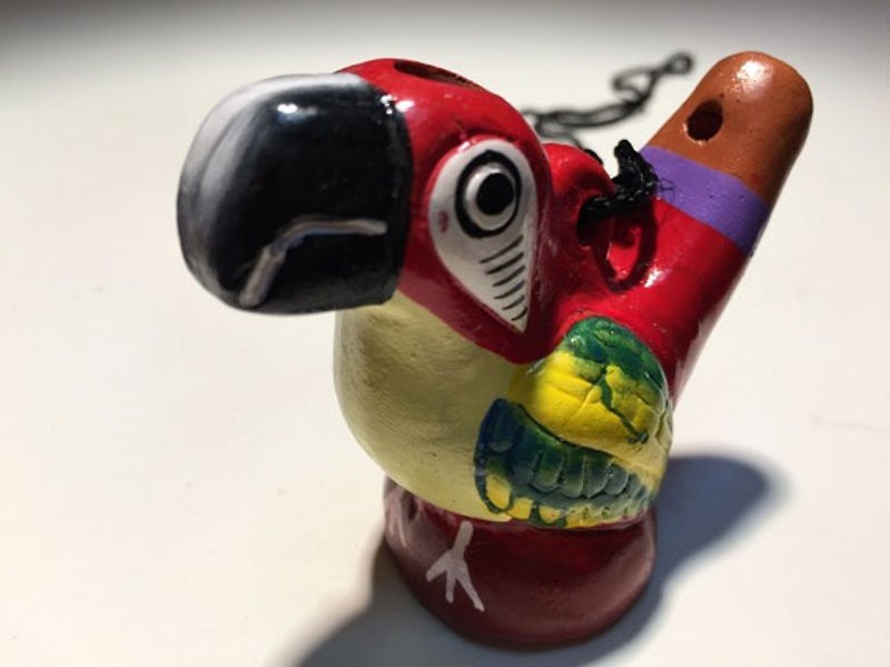 紅鸚鵡 嗶嗶嗶多彩陶器項鍊/擺飾-橘紅 - 花瓶/陶器 - 其他材質 紅色