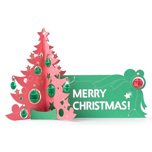 努果．Frutti di Nuli Papero紙風景 DIY迷你模型 - 聖誕樹卡片(粉紅樹)/Christmas Tree Card(pink&Light Green)--入門簡易包